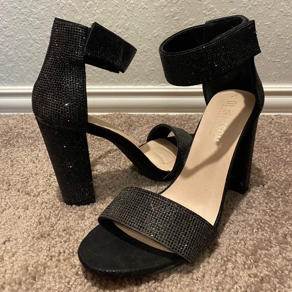 *Worn once* 4 inch black sequin heels.